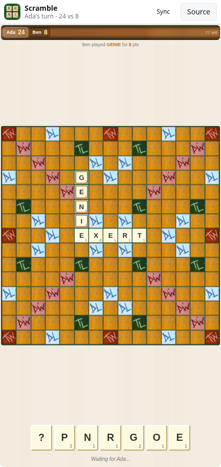 Scramble: board
