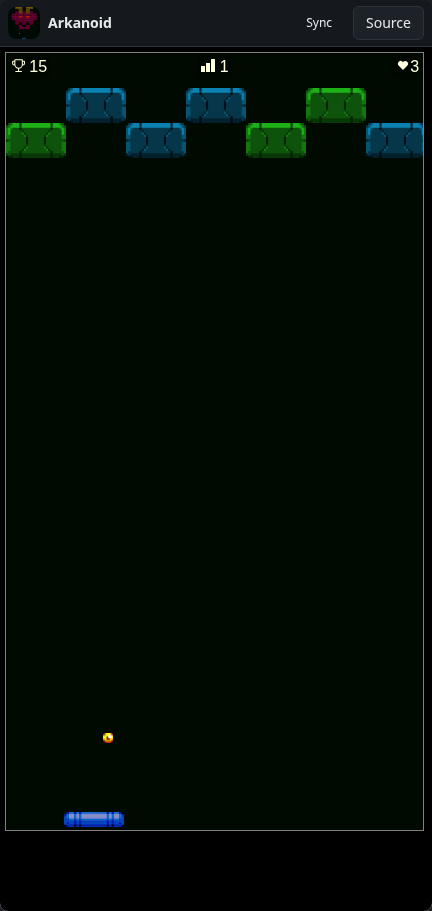 Arkanoid: playing
