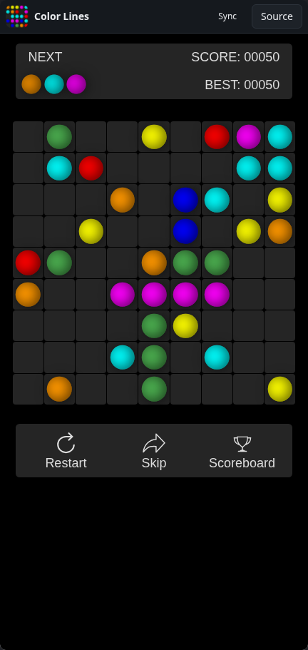 Color Lines: board