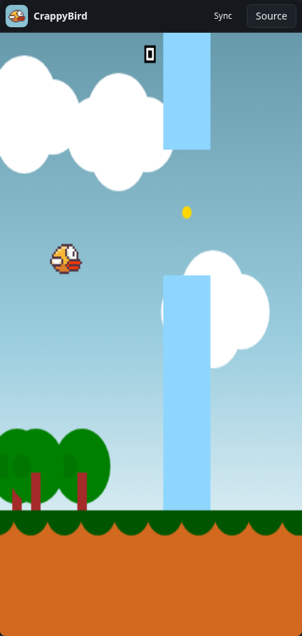 CrappyBird: game over