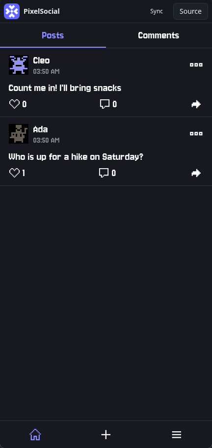 PixelSocial: feed