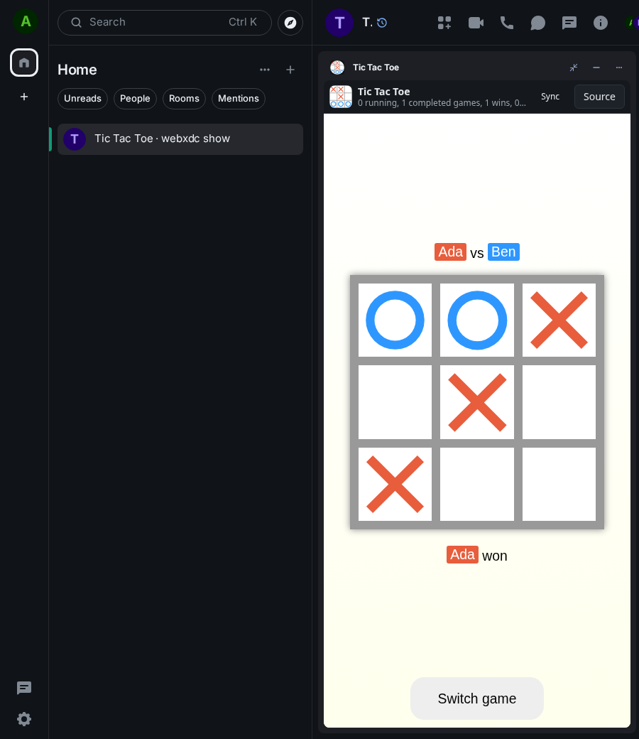 Tic Tac Toe: end 1 ada