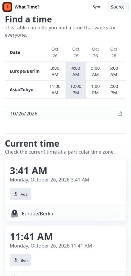What Time?: find a time