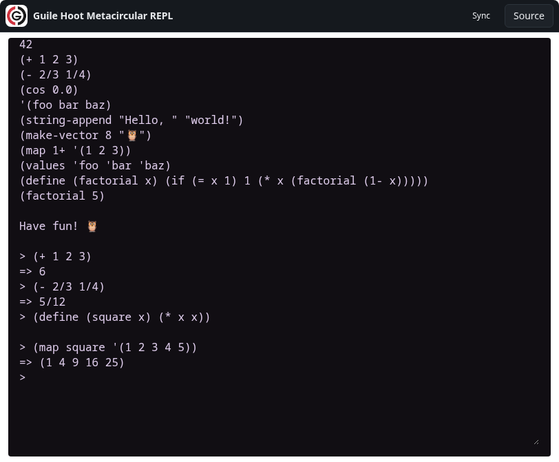 Guile Hoot Metacircular REPL: repl