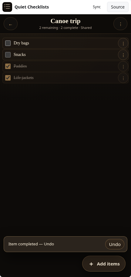 Quiet Checklists: ticked
