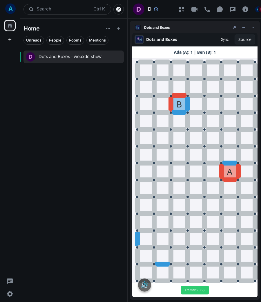 Dots and Boxes: end 1 ada