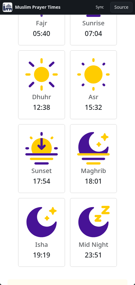 Muslim Prayer Times: times