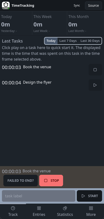 TimeTracking: running