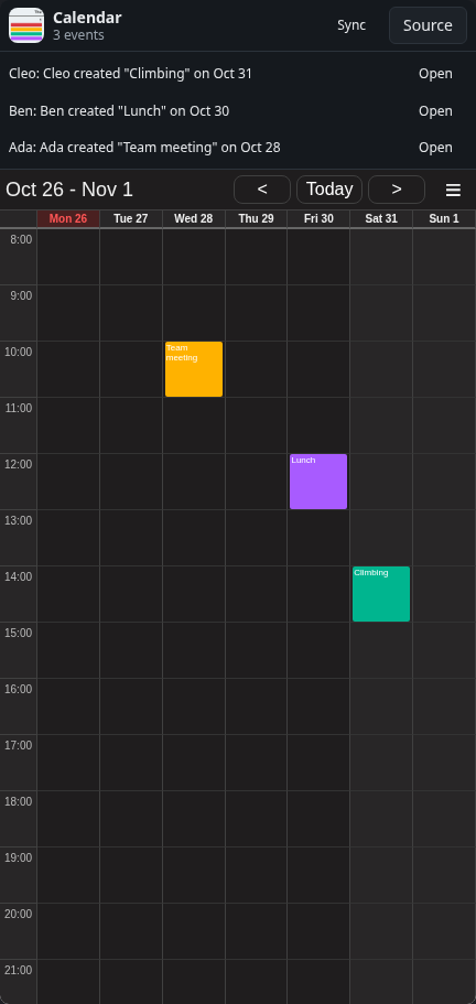 Calendar: week